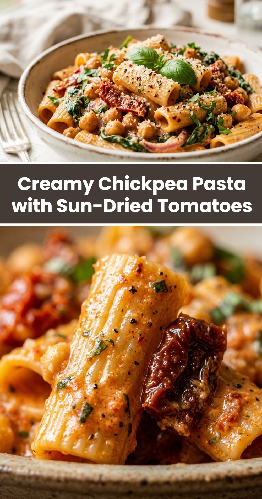 Creamy Chickpea Pasta Sun Dried Tomatoes