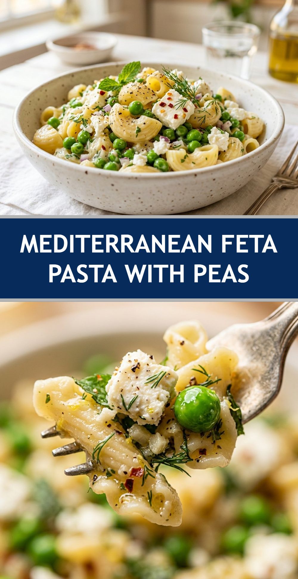 Mediterranean Feta Pasta With Peas