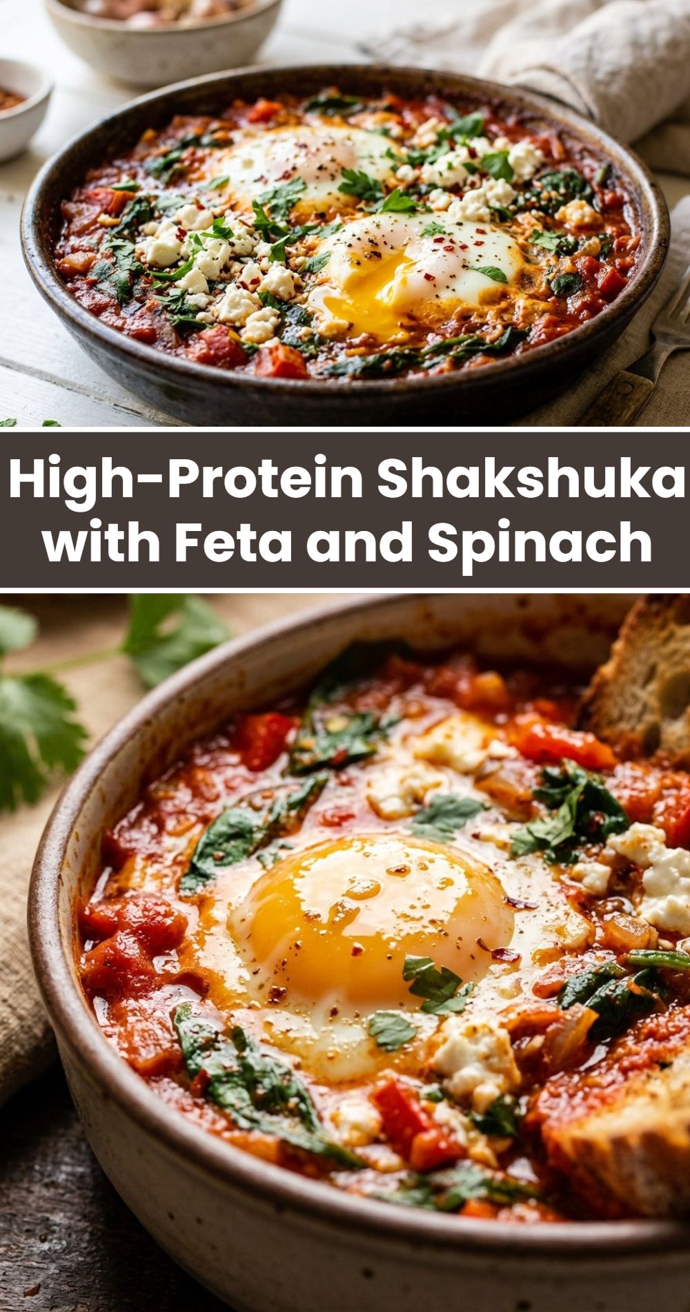 High Protein Shakshuka Feta Spinach