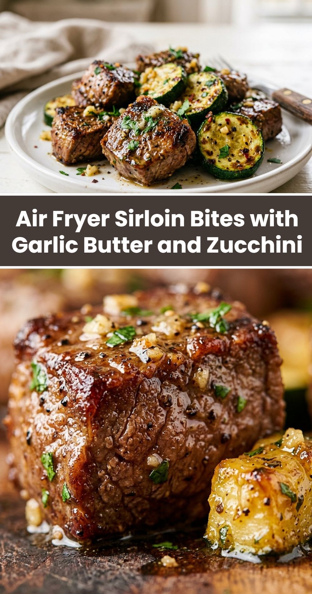 Air Fryer Sirloin Bites Garlic Butter Zucchini