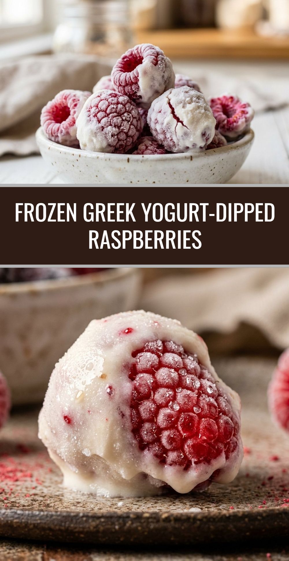 Frozen Greek Yogurt Dipped Raspberries