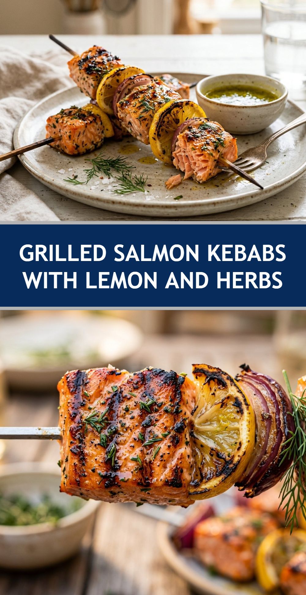 Grilled Salmon Kebabs Lemon Herbs