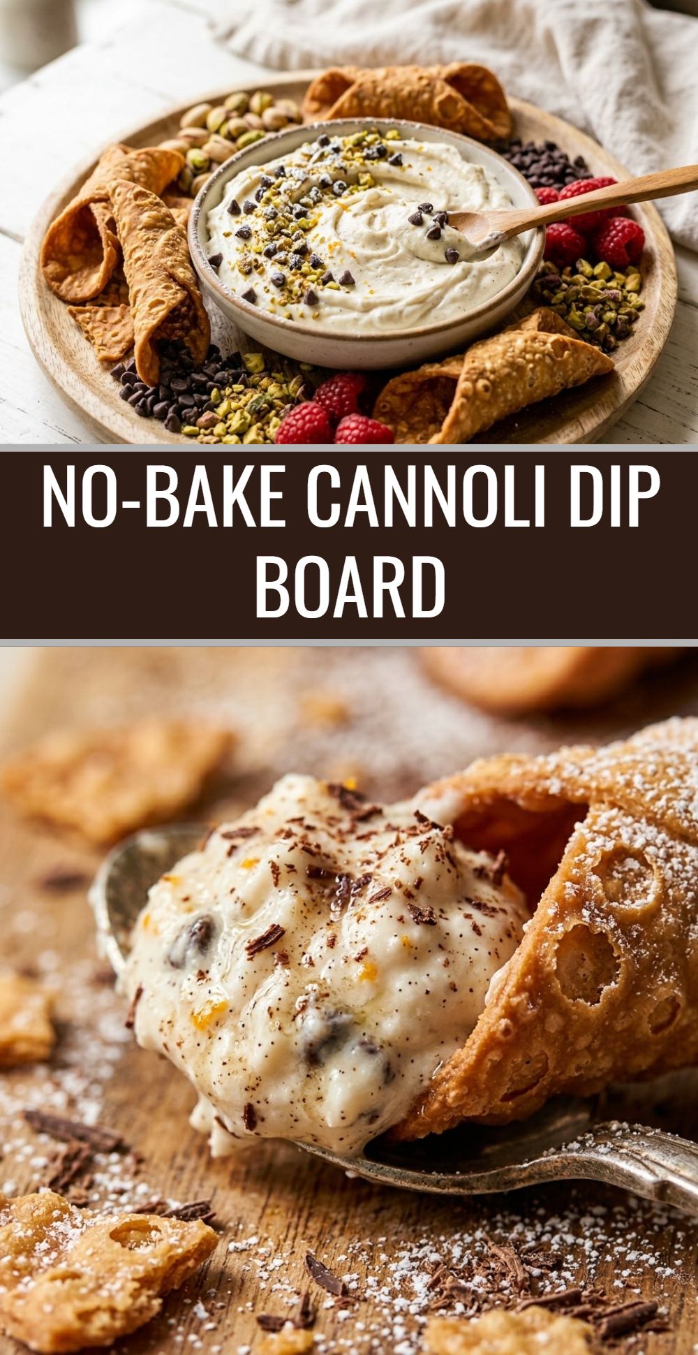 No Bake Cannoli Dip Board