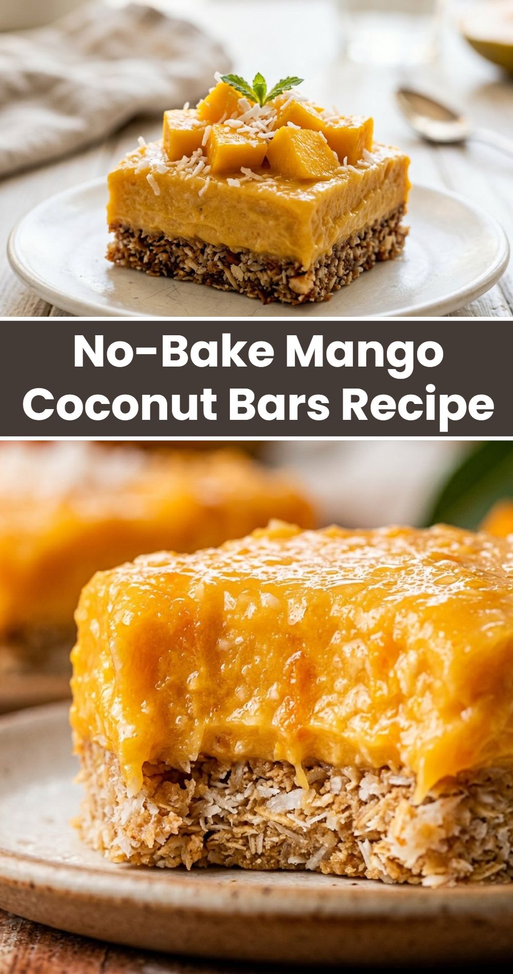 No Bake Mango Coconut Bars Recipe