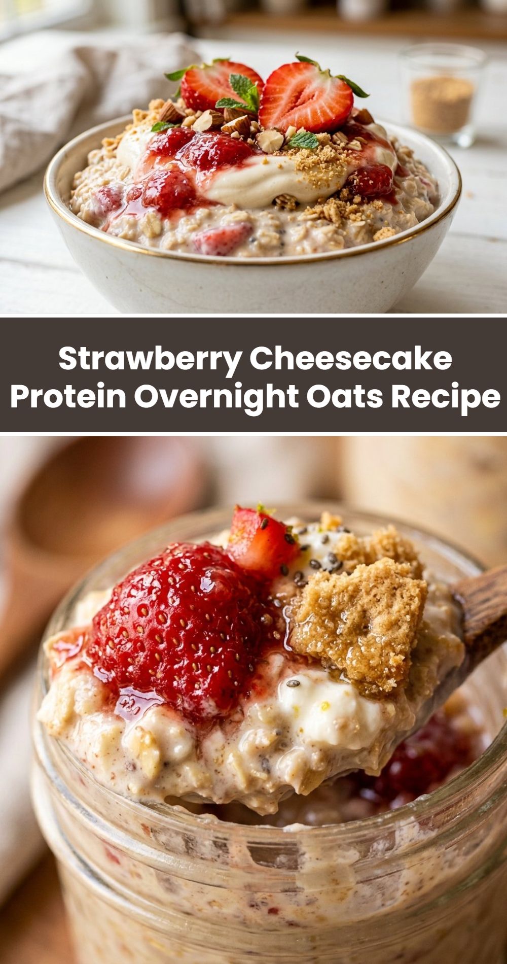 Strawberry Cheesecake Protein Overnight Oats Recipe