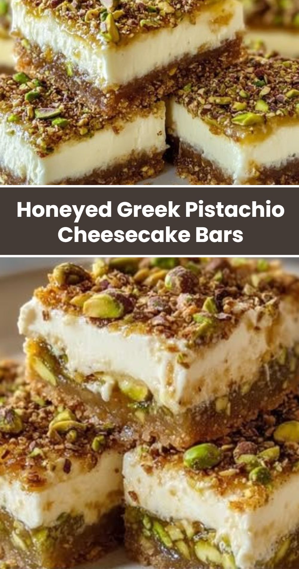 Honeyed Greek Pistachio Cheesecake Bars