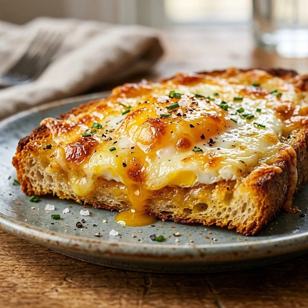 Delicious air fryer egg and cheese toast served on a plate
