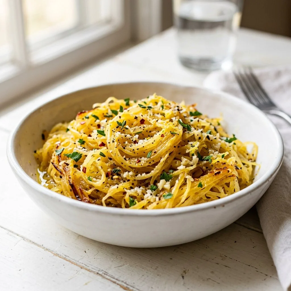 Air Fryer Spaghetti Squash with Lemon and Garlic