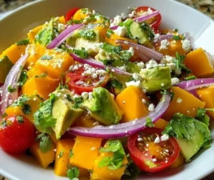 Delicious Avocado Mango Salad with fresh ingredients