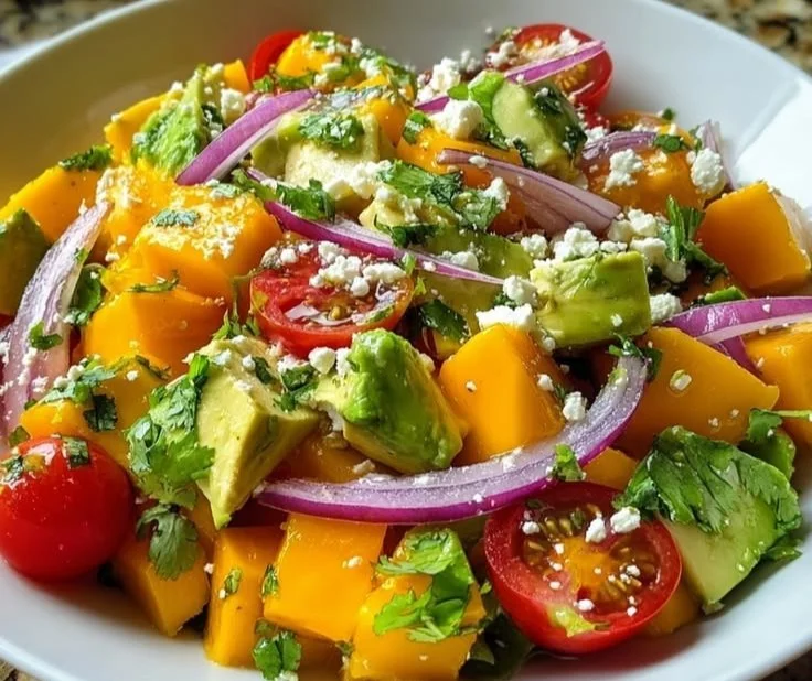 Delicious Avocado Mango Salad with fresh ingredients