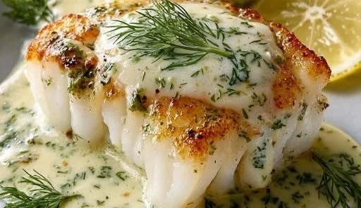 Baked Cod with Lemon Dill Sauce