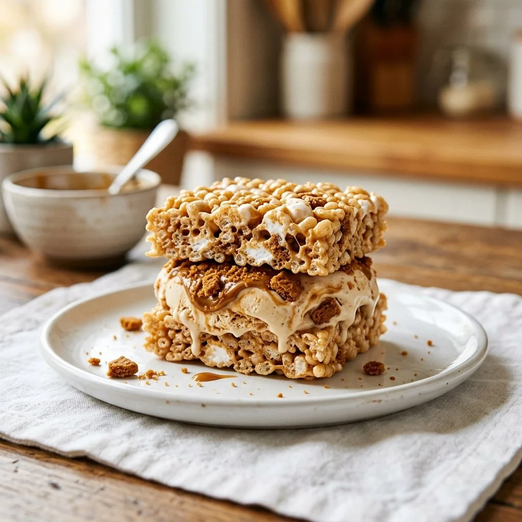Biscoff Rice Krispie Ice Cream Sandwiches Recipe