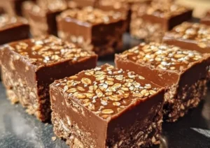 Delicious Brigadeiro Oat Fudge Squares in a tempting chocolate arrangement.