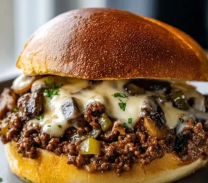 Delicious cheesy beef pepper burgers topped with fresh ingredients.