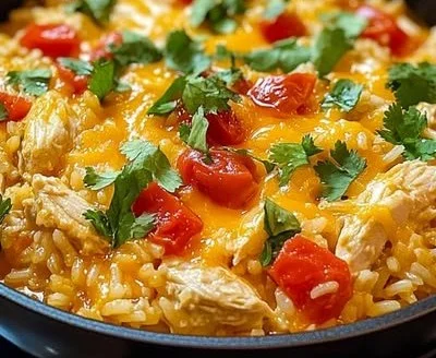 One Pot Queso Chicken and Rice