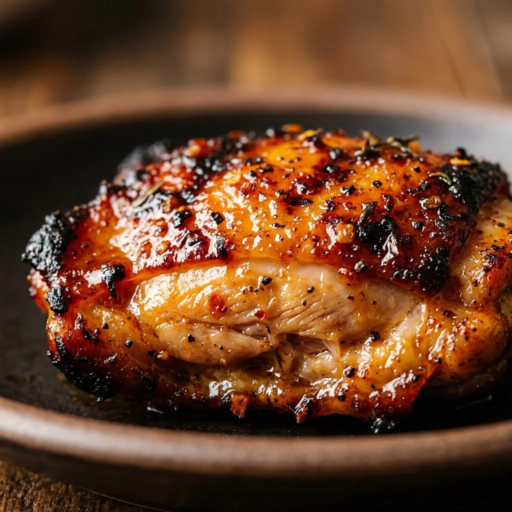 Delicious Chipotle Honey Chicken thighs garnished and ready to serve