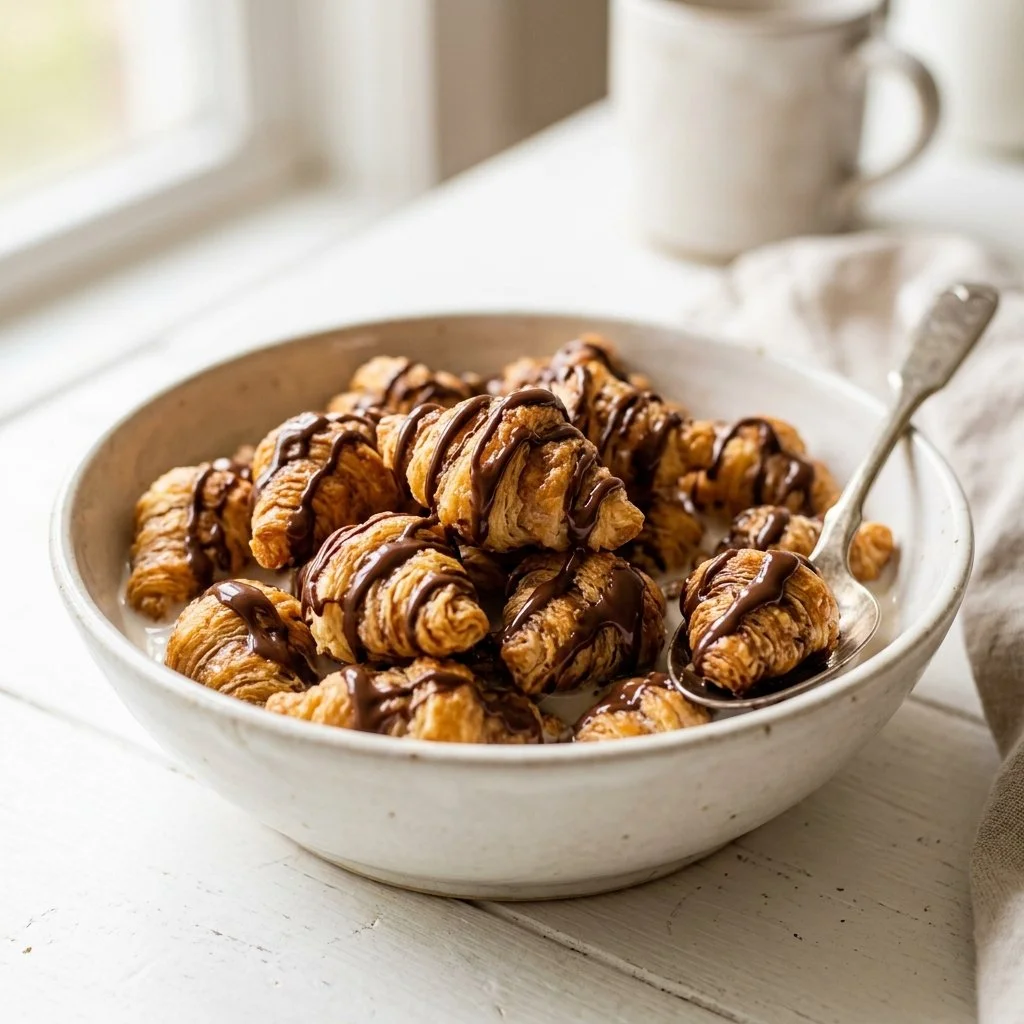 Chocolate-Drizzled Croissant Cereal