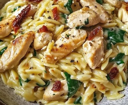 Creamy Orzo with Chicken