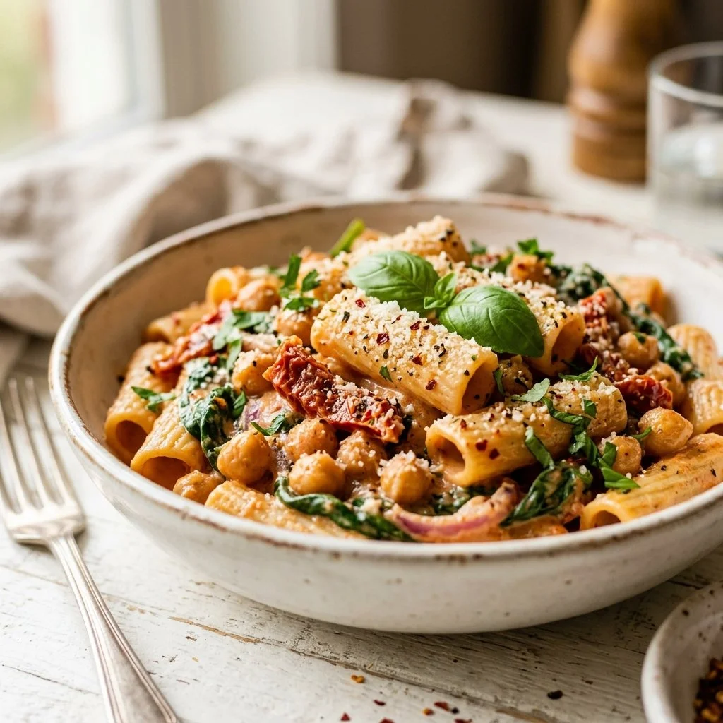 Creamy Chickpea Pasta with Sun-Dried Tomatoes