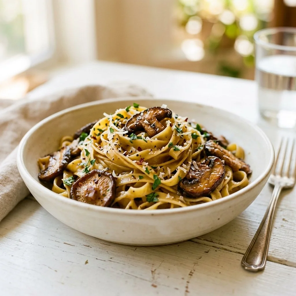 Creamy Soy Butter Mushroom Pasta