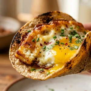 Crispy feta egg tacos served on a plate with toppings