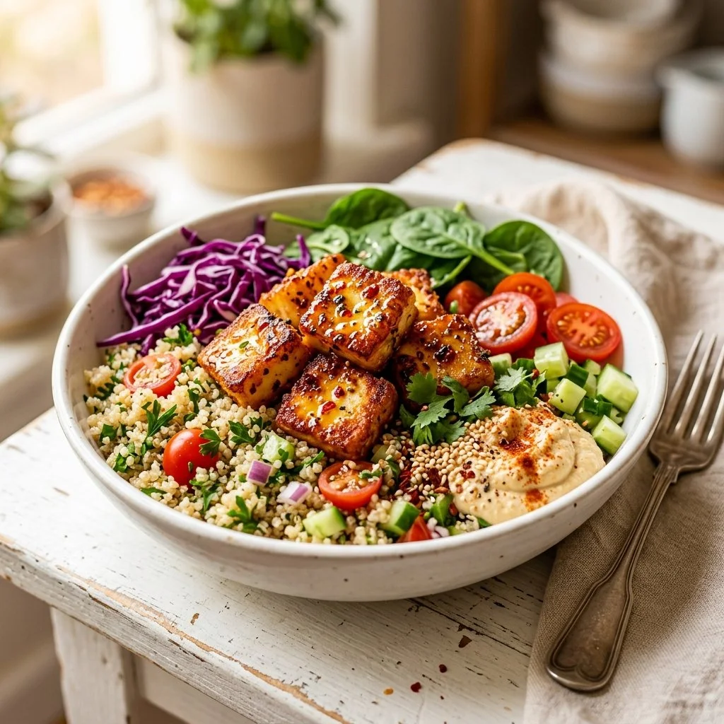 Crispy Hot Honey Halloumi & Quinoa Bowl