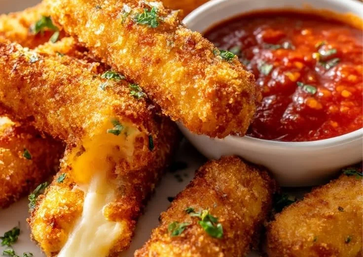 Crispy Mozzarella Sticks with Spicy Marinara Sauce