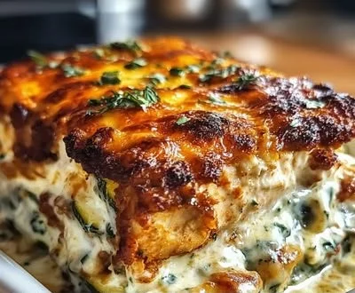 Delicious easy chicken zucchini bake fresh out of the oven