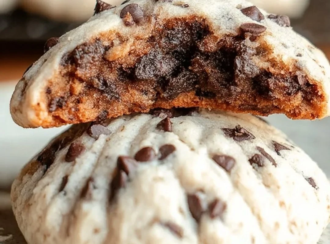 Plate of freshly baked Forgotten Cookies with chocolate chips