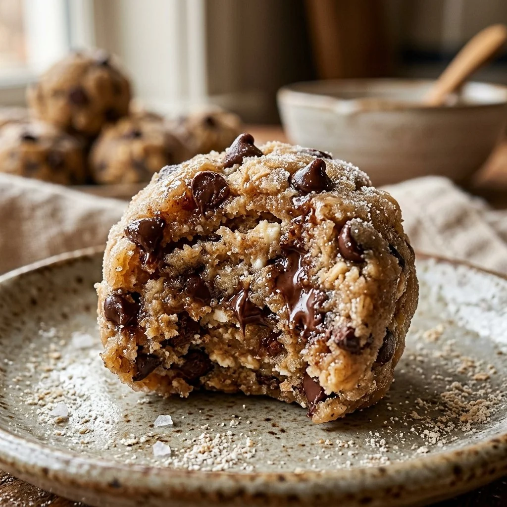 Frozen cottage cheese cookie dough bites ready to be enjoyed as a healthy treat.