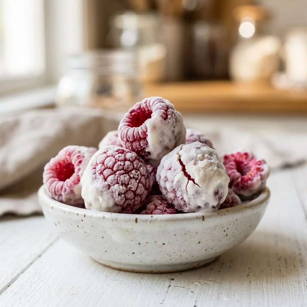Frozen Greek Yogurt-Dipped Raspberries