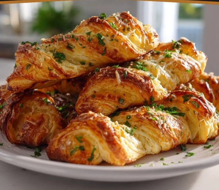 Delicious Garlic Parmesan Puff Twists served on a plate