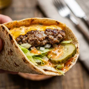High-Protein Big Mac Taco Wrap with fresh ingredients on a plate