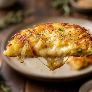 Crispy Korean potato cheese pancakes served hot and garnished.