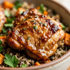 Maple Dijon Chicken Bowl with vegetables and grains for a healthy meal