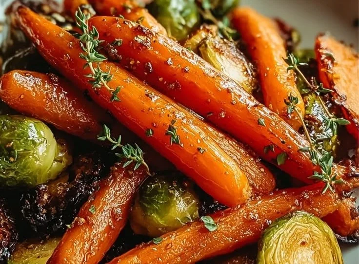 Maple Glazed Carrots and Brussels Sprouts