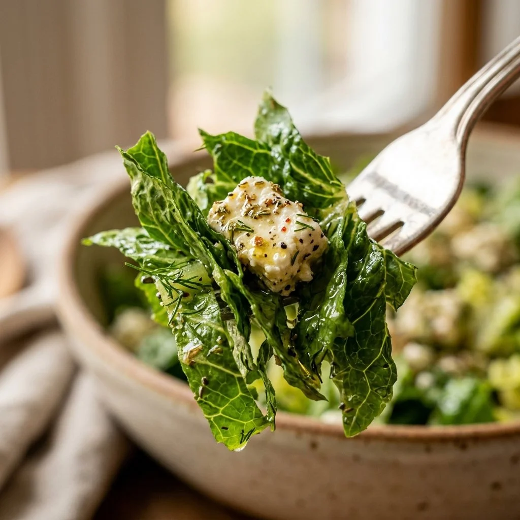 Delicious Maroulosalata Greek lettuce salad served with fresh ingredients