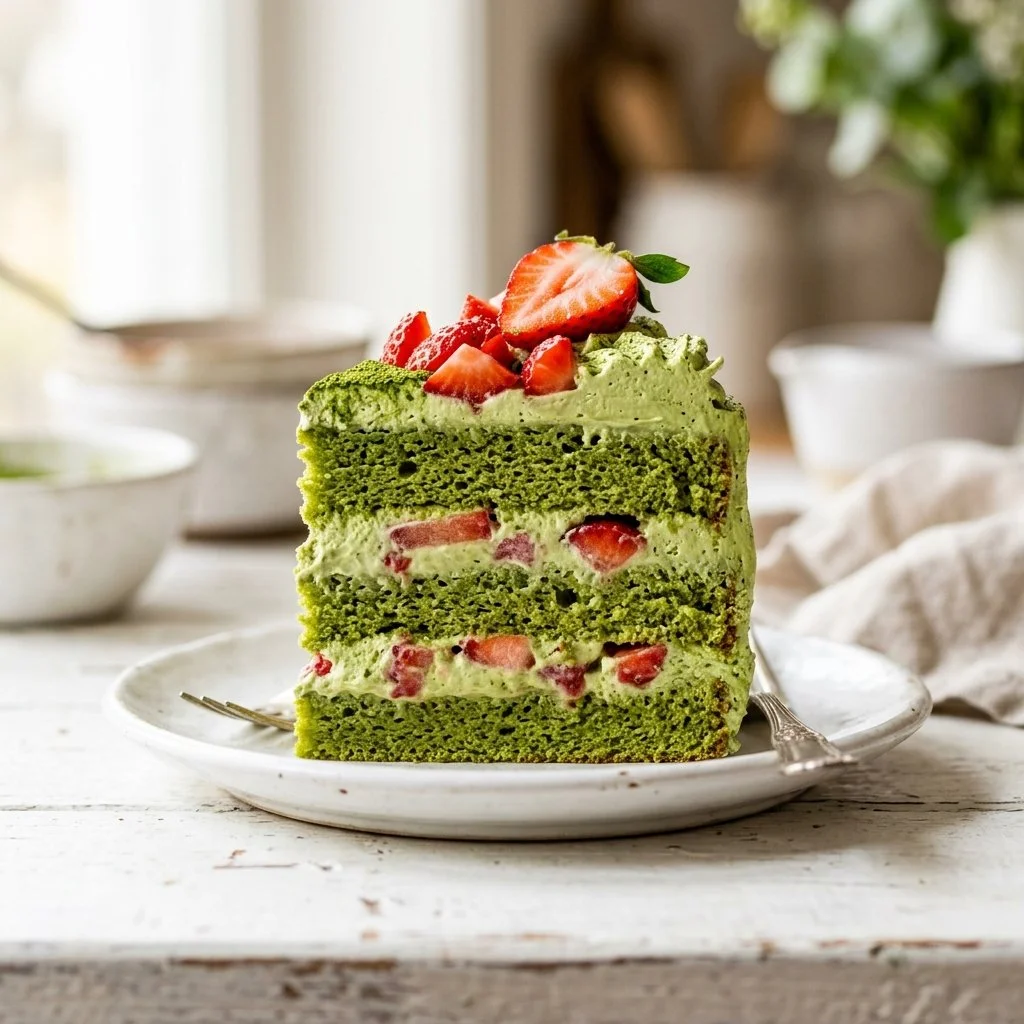 Matcha Strawberry Cream Cake