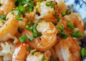 Delicious garlic butter shrimp served with rice for a quick meal.