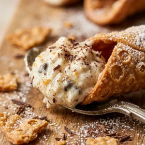 Delicious no-bake cannoli dip board with fresh fruits and sweets