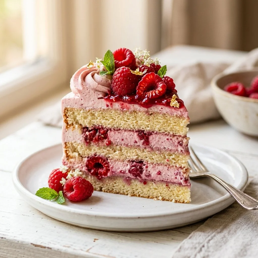 Raspberry Cream Layer Cake