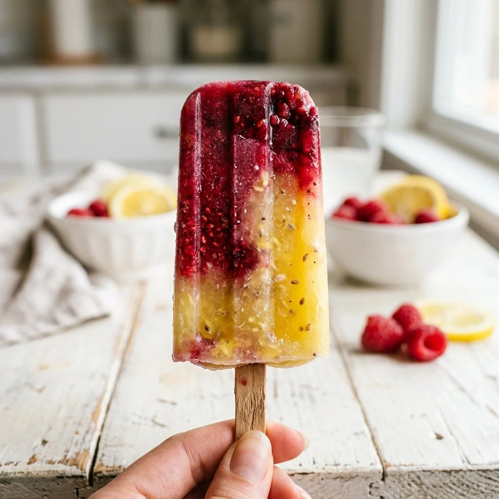 Raspberry Lemonade Protein Popsicles Recipe