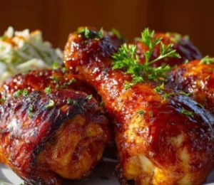 Delicious BBQ chicken drumsticks grilled to perfection with savory sauce