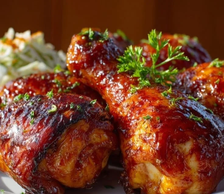 Delicious BBQ chicken drumsticks grilled to perfection with savory sauce