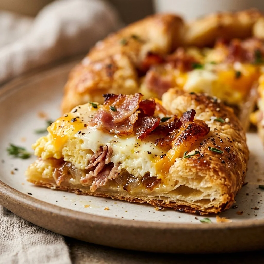 Savory egg white and turkey bacon galette for breakfast