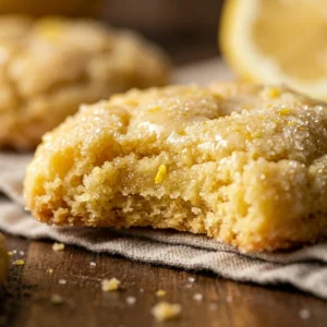 Batch of soft and thick lemon cookies on a cooling rack