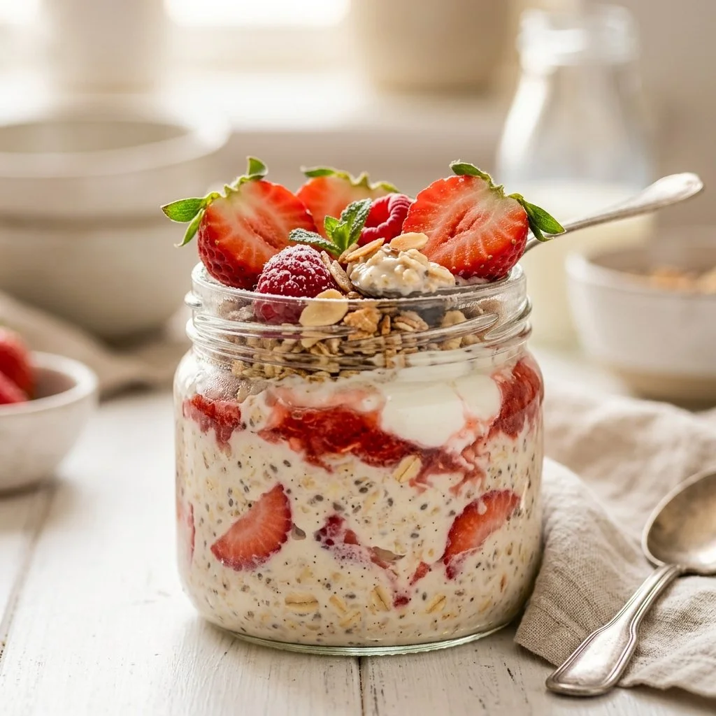 Strawberry and Cream Overnight Oats