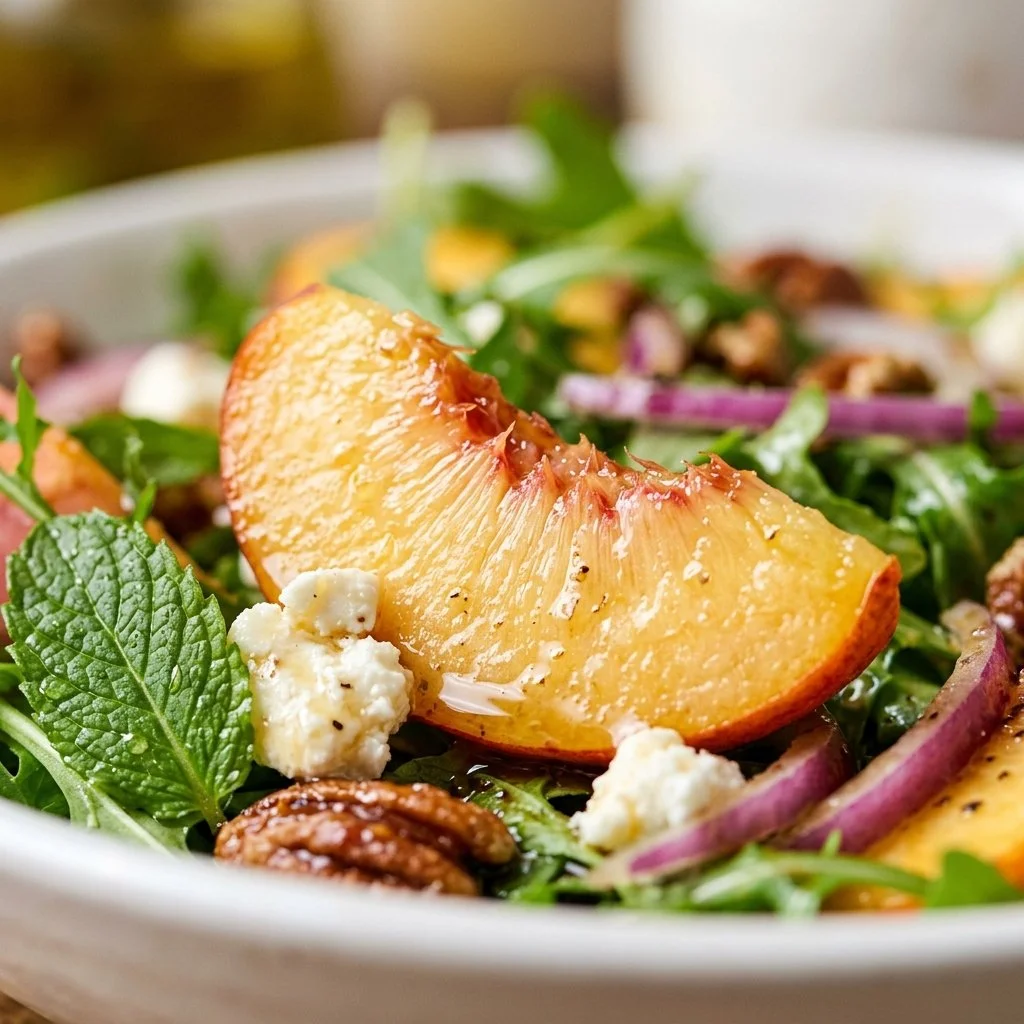 Fresh Peach Feta Salad with vibrant colors and flavors, perfect for summer dining.