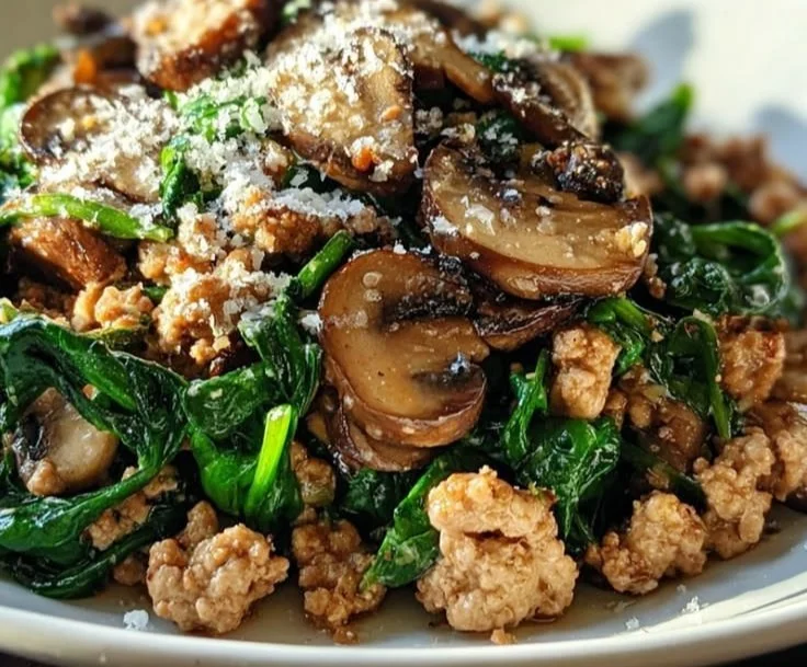 Turkey Spinach and Mushroom Bowl