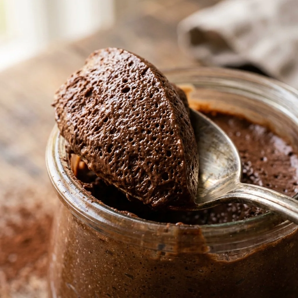 Delicious two-ingredient chocolate mousse served in a bowl